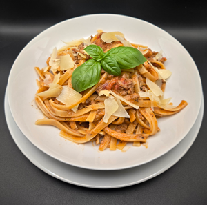 Bolognese over Fettuccine